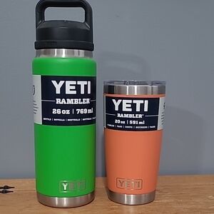 YETI Rambler Green and Orange Set